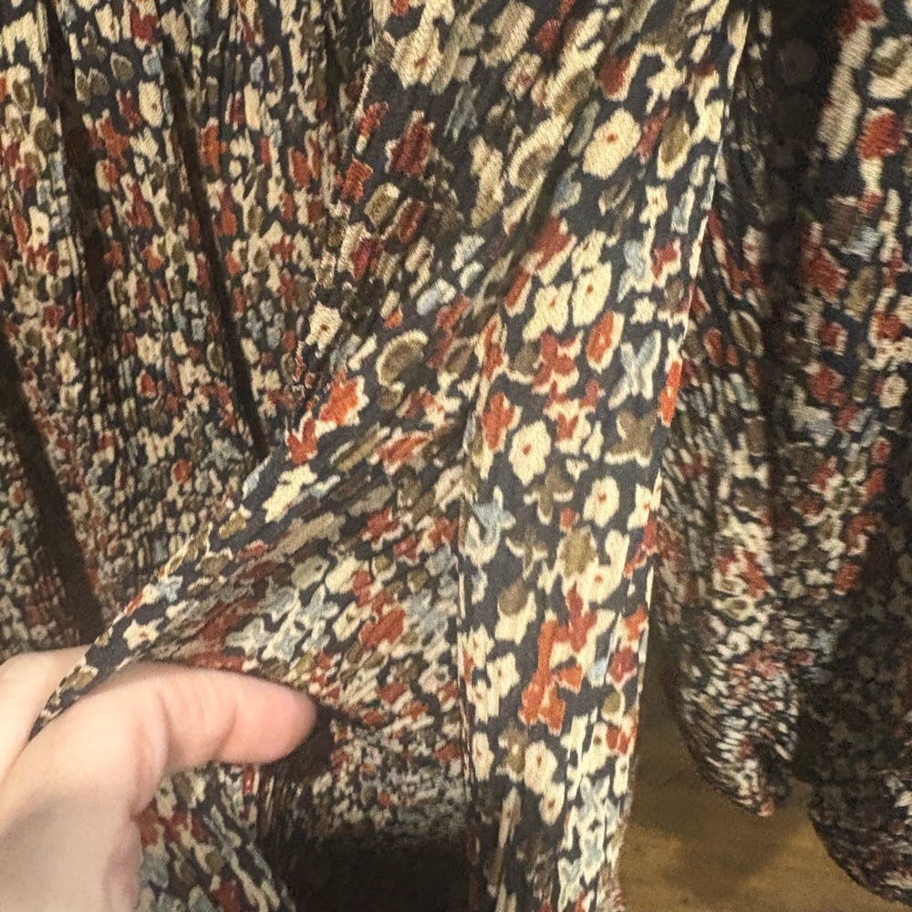 Smocked Square-Neck Mini Dress in Brown Floral - Picture 5 of 8